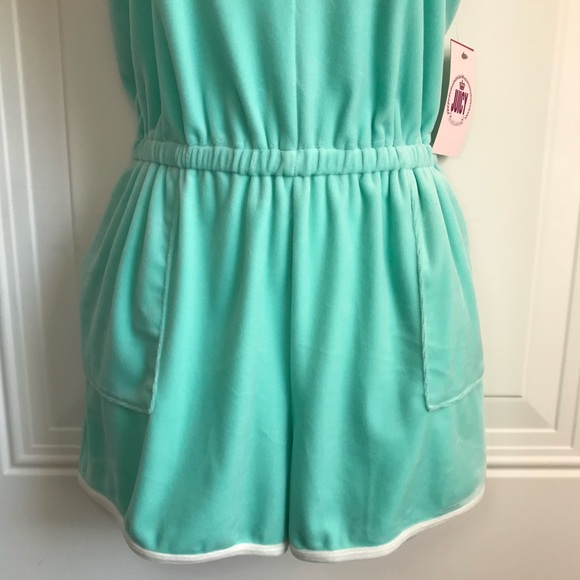 Juicy Couture Y2K Women’s S Aqua Splash Mint Green Soft Terry Romper Shorts NWT - Picture 9 of 16